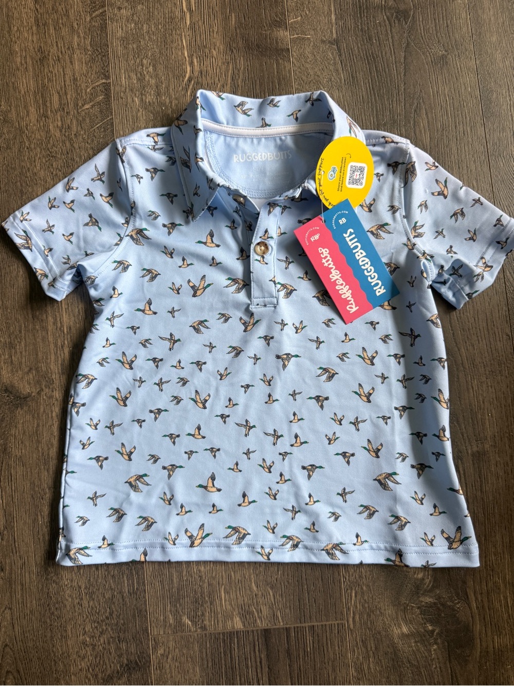 Ruggedbutts Light Blue Duck Print Polo Shirt for Kids